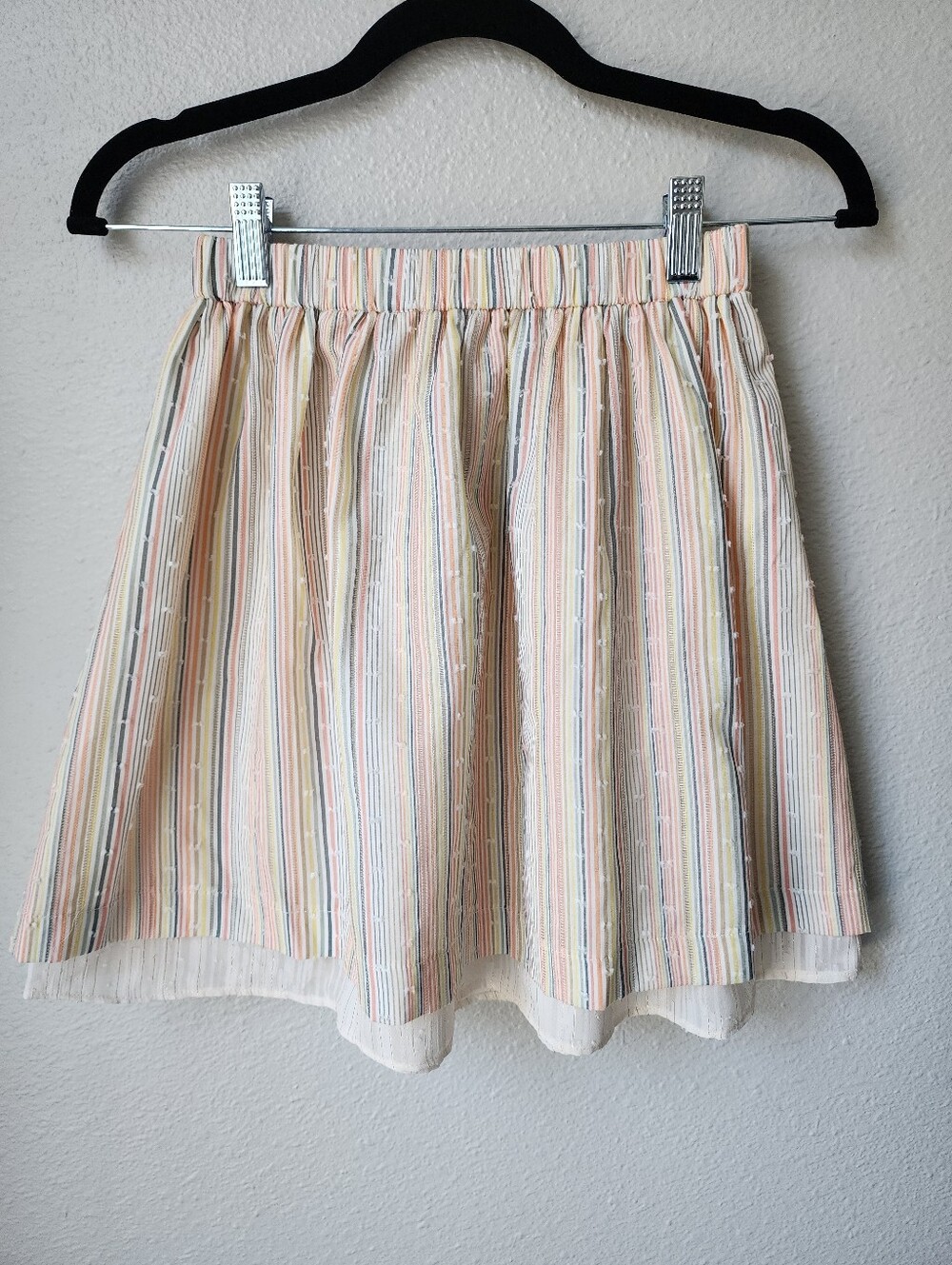 The Sunday Collective Girl's Candy Stripe Swiss Dot Layered Skirt Size 10-11